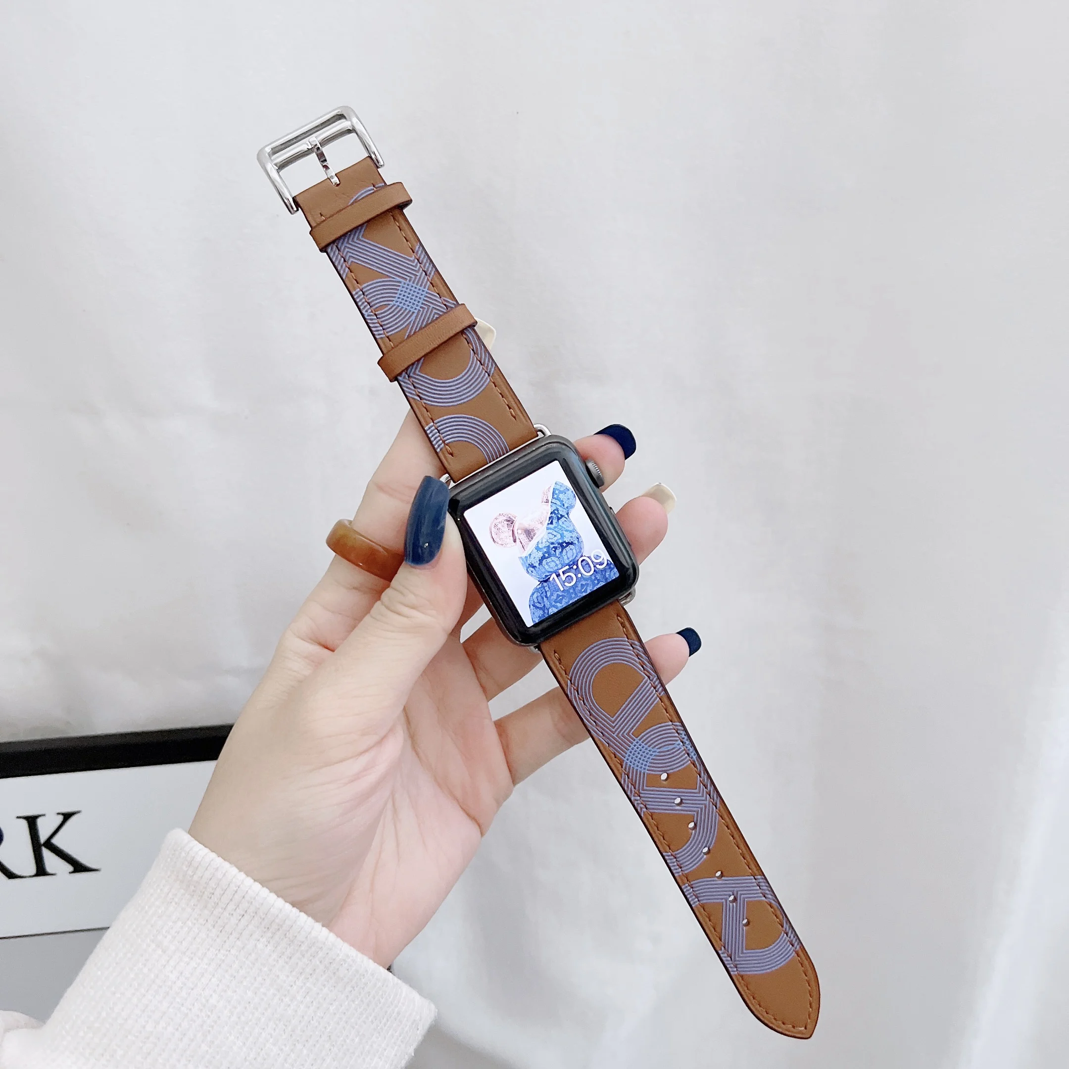 Кожаный ремешок для Apple Watch Band 49 мм 45 мм 41 мм 44 мм 42 мм 40 мм 46 мм Браслет-браслет для iWatch Ultra 10 9 8 7 6 5 SE Correa