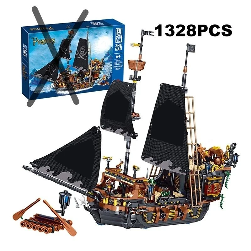 CONUSEA 1424 Stück schwarze Piraten Schiff DIY Abenteuer Perle Boot Filme Mini Ziegel Bausteine montiert Modell Spielzeug Kinder Weihnachts geschenke 3