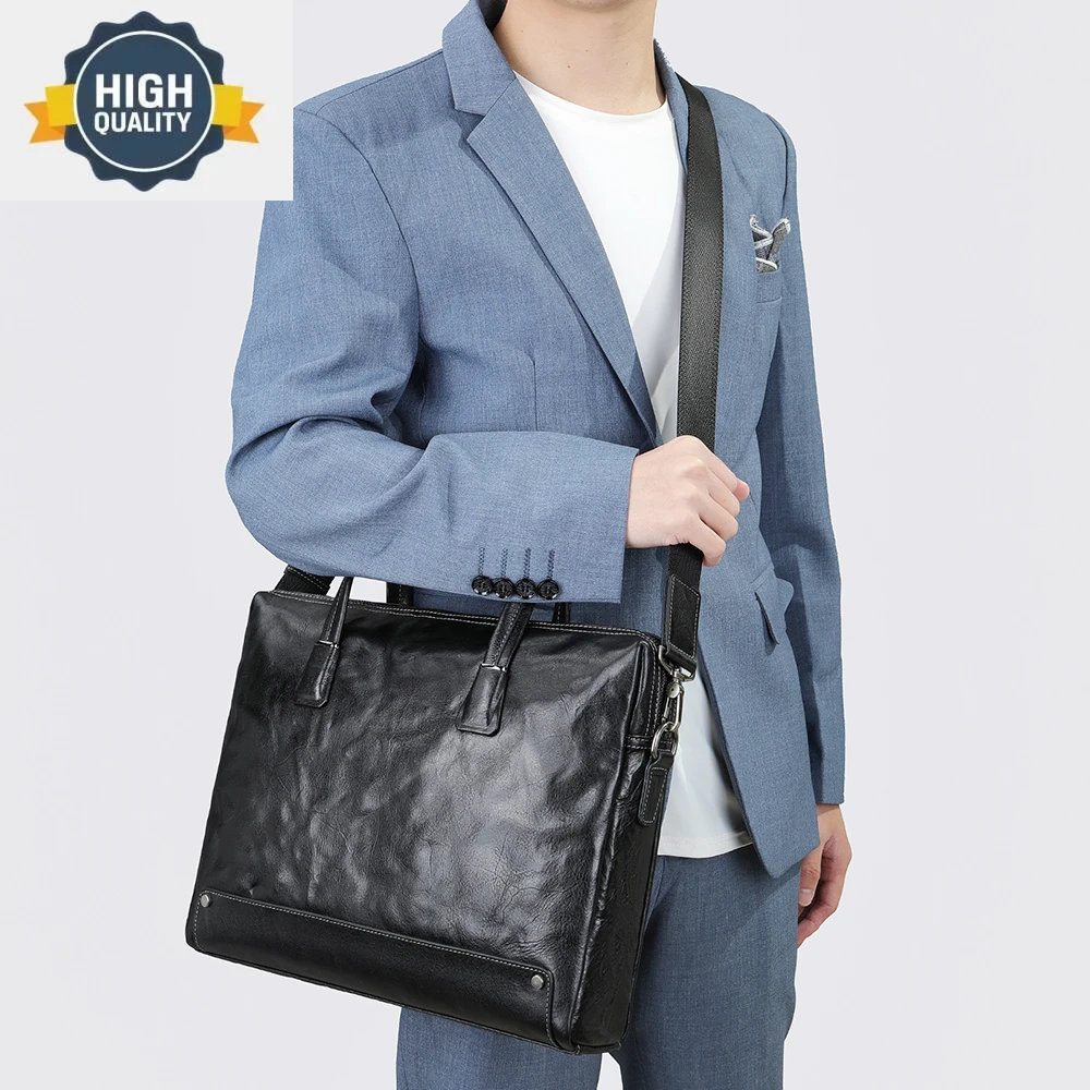 Messenger Bag Men's 15.6 Inch Vintage Laptop Briefcase Computer Shoulder Men Waterproof Leather Crossbody s for Work