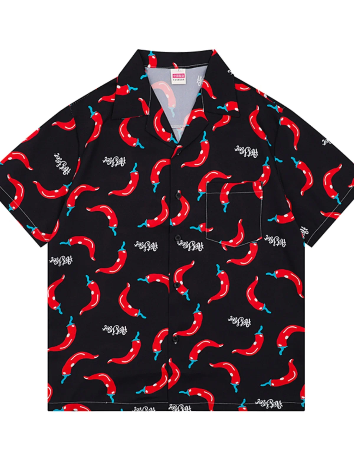 

Hong Kong style loose short-sleeved flower shirt men's Hawaiian Thai seaside beach shirt Japanese ins ruffian handsome