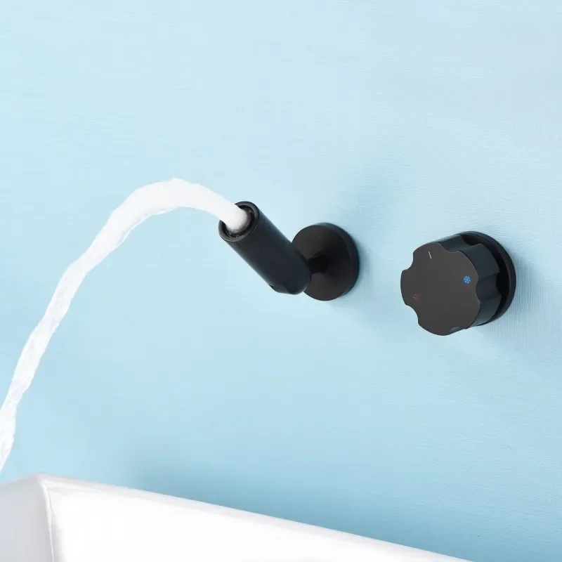 Bathroom Wall Mounted Flod Faucet Concealed Mixer Bathroom Wall Tap Hot and Cold Wall Mixer Tap With