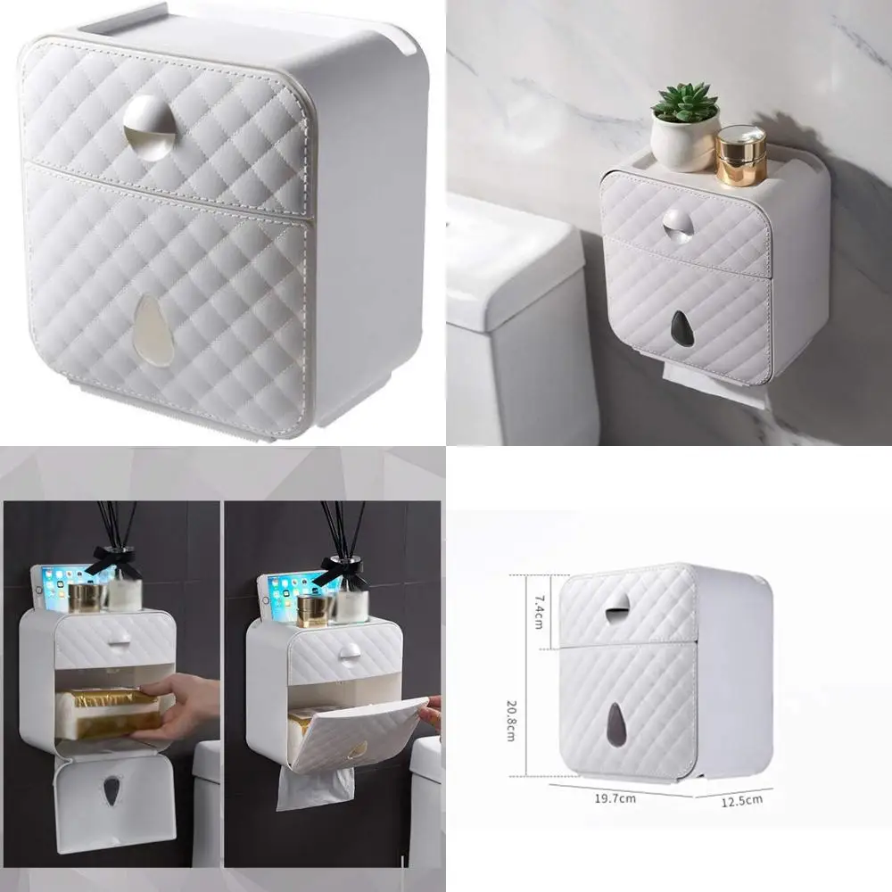 حامل ورق تواليت للمطبخ مقاوم للماء - صندوق تخزين مناديل مع كلمات مفاتيح طويلة الذيل لإدارة الورق الفعالة