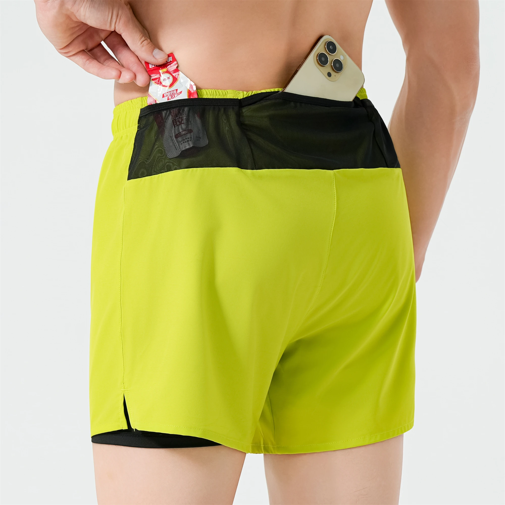 Mens Womens Marathon Running Shorts Outdoor Sports Training Exercise Fitness Hiking Shorts Pockets Breathable Elastic Quick Dry