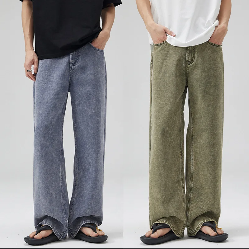 

3001 American style fried snowflake super dyed jeans men loose trend straight fashion brand all-matching casual pants men