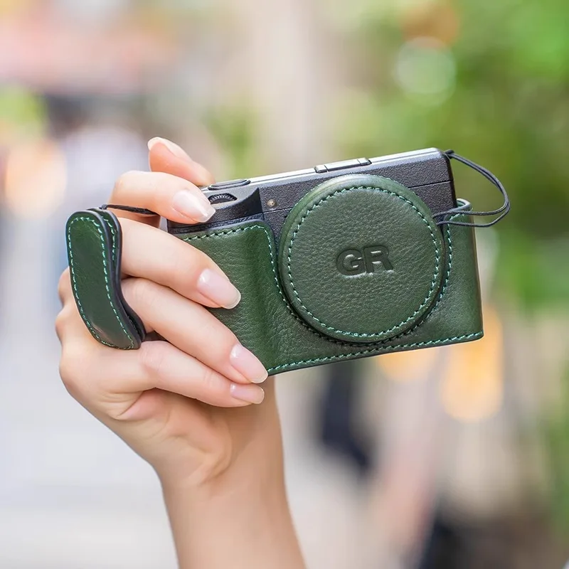 Handmade leather protective case for Ricoh GR3 GR3xHDF camera bag journal edition base shell lens cap wrist strap
