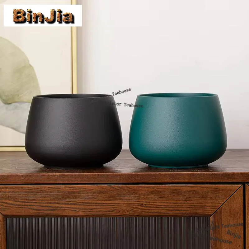 

2200ml Retro Black Coarse Pottery Jianshui Tea Cup Wash Tea Residue Bucket Water Washing Slag Tank Chaxi Tea Ceremony Ornaments