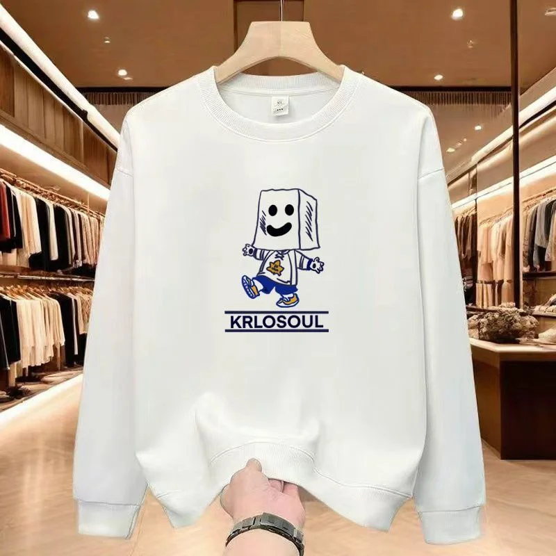 

American Creative and Fun Expression Printed Round-neck Sweatshirt, A Versatile Cartoon Couple Top for Spring and Autumn