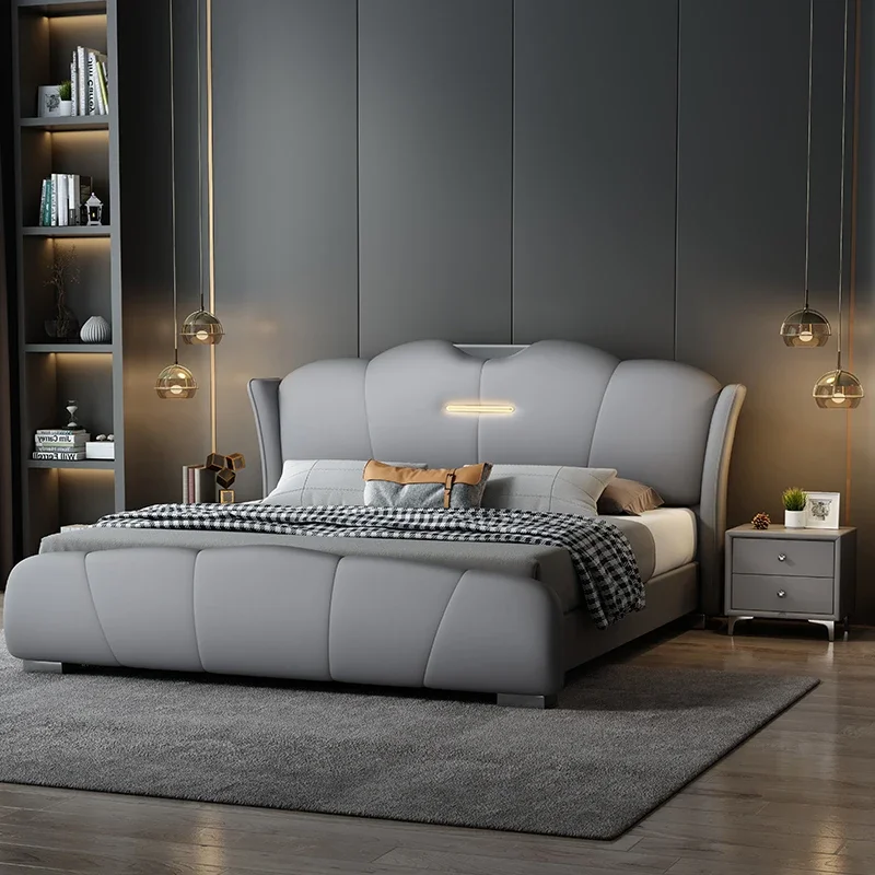 

Design Fashionable Bed Luxury Modern Cheap Aesthetics Minimalist Bed Wedding Classic Safe Wood Cama De Casal Bedroom Furniture