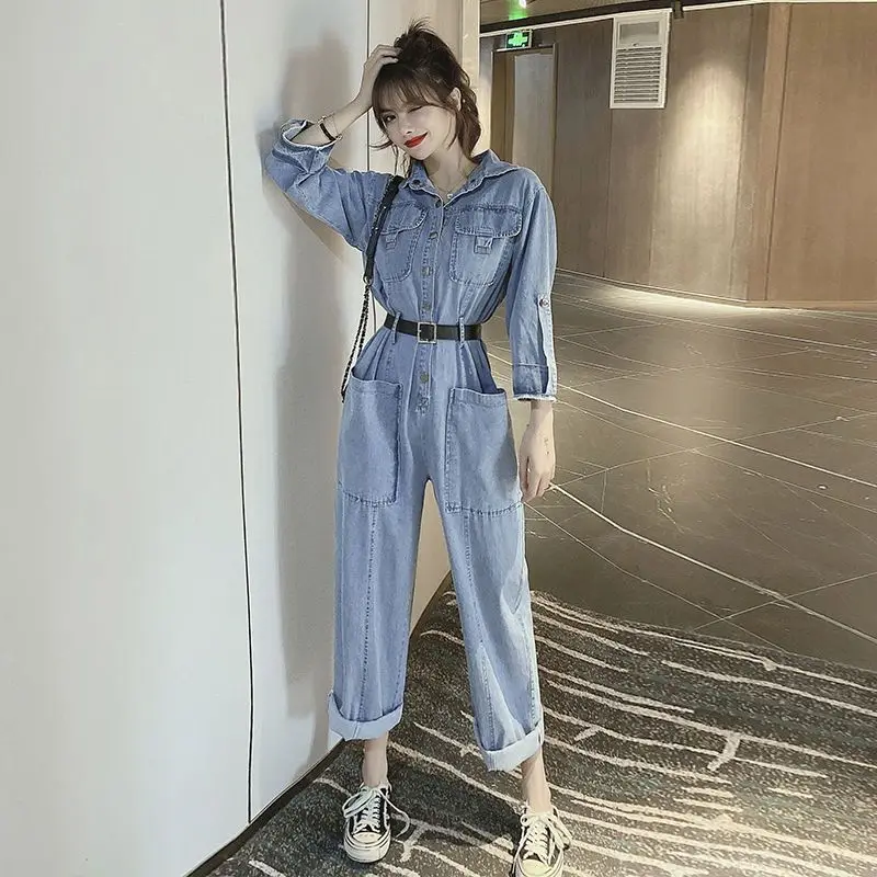Lente- en zomermode nieuwe damesjumpsuit losse woon-werkkleding denim jumpsuit