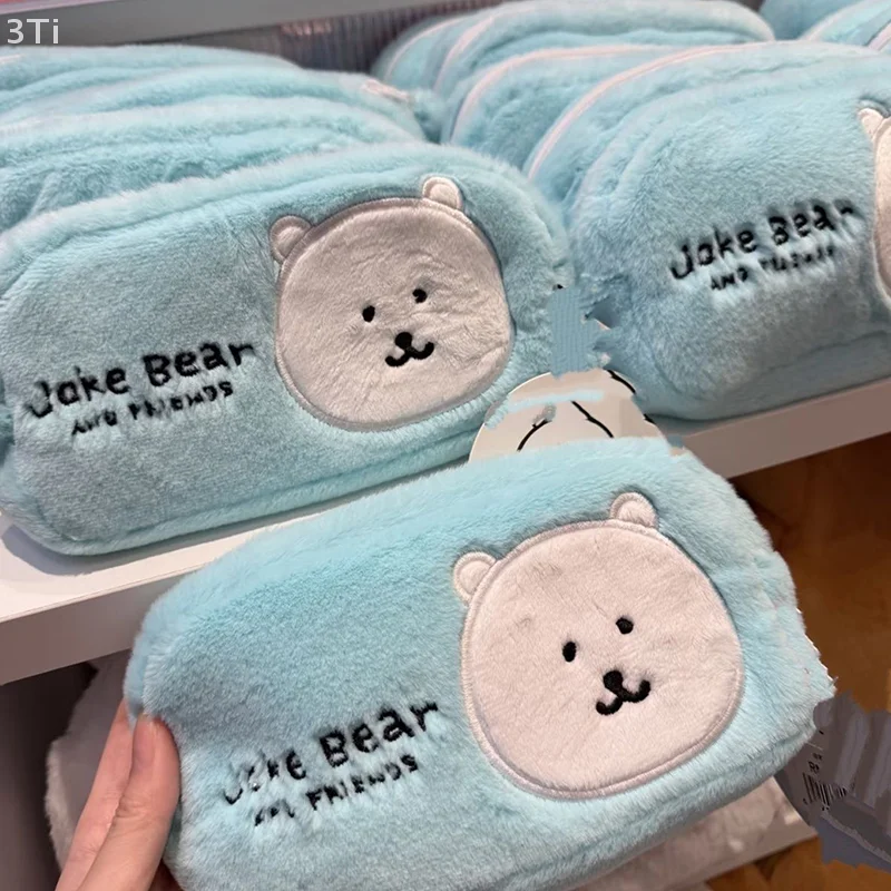 Cartoon Joke Bear Plush Student Pencil Case Large Capacity Cosmetic Storage Bag Office School Storage Supplies Zipper Pouch