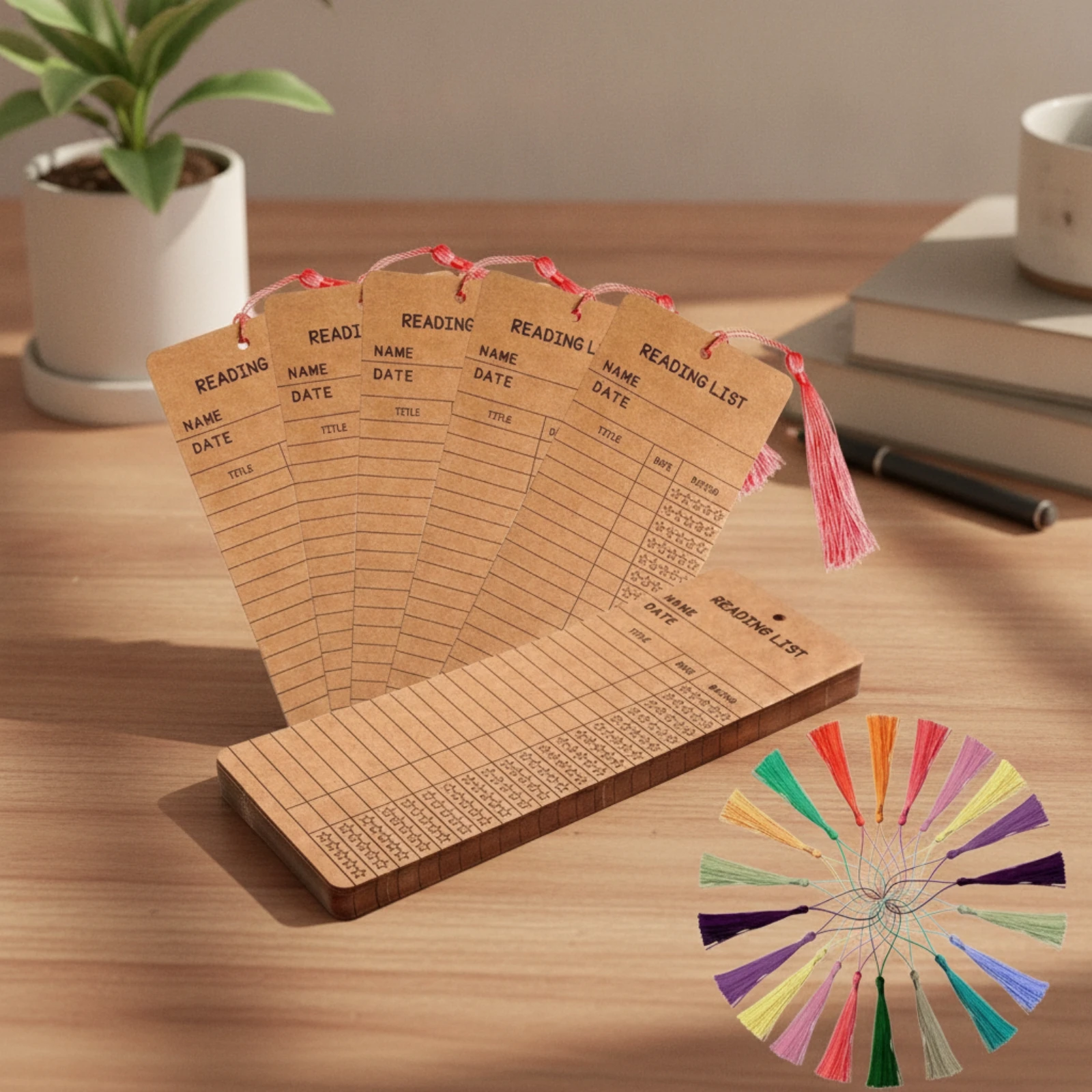50 Pieces Book Rating Bookmark with Writing Lines Write-on Book Tracker Bookmarks Reading List Bookmarks with Tassels Gift Ready