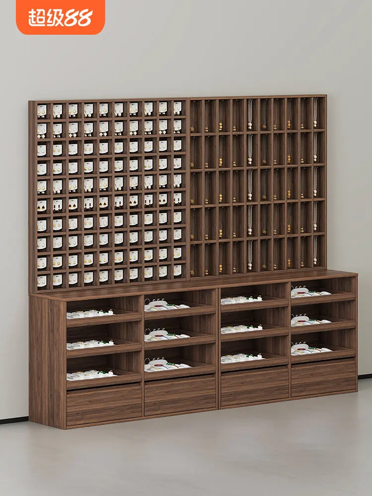 

Custom jewelry cabinet island display table earring lattice cabinet necklace rack on the wall display rack display Taichung