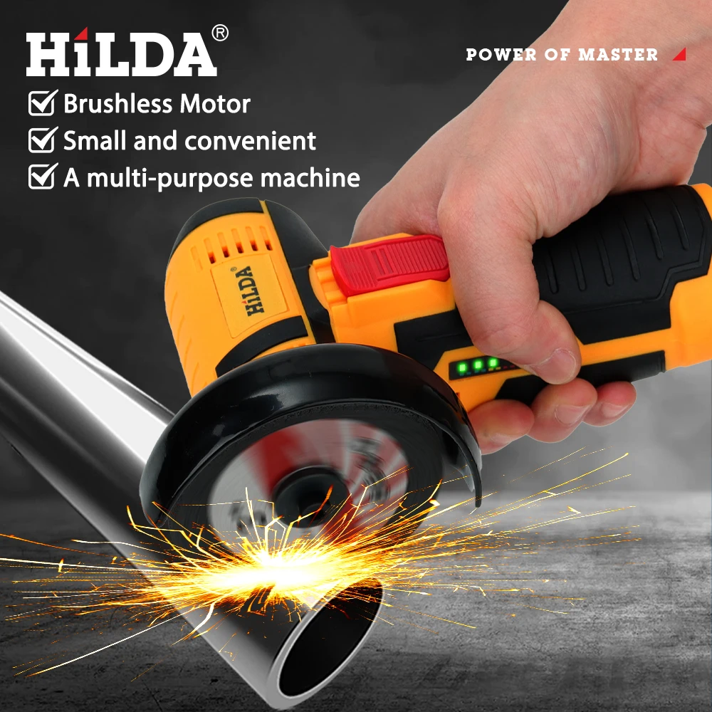 HILDA 12 V Mini 3 Inç Fırçasız Elektrikli Açı Öğütücü Mikro Lityum-iyon Parlatıcı Elmas Kesme Ve Taşlama Makinesi Erkekler Hediye