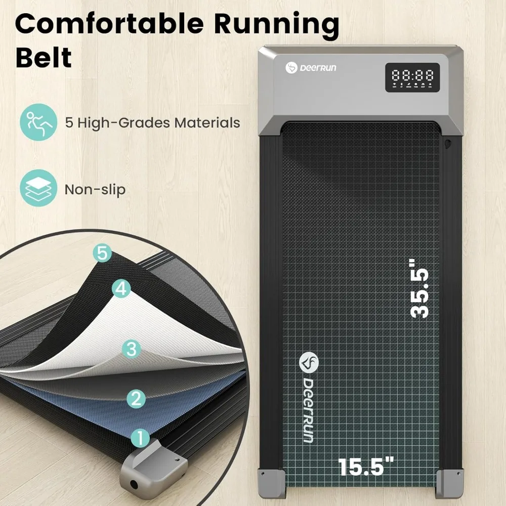 Under Desk 2-in-1 Treadmill, 2.5HP Quiet Walking Pad for Home, Jogging Machine with Remote Control
