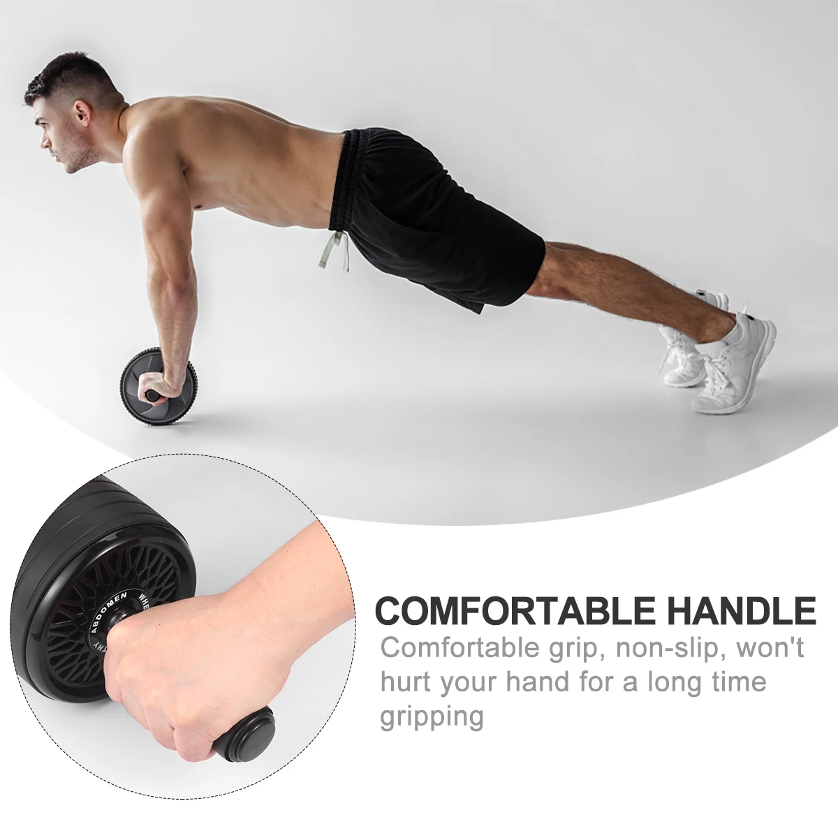 

Fitness Wheel Large Mute Home Exercise Equipment Durable Simple Abdominal Roller Men Women Black Silent Muscle Building Portable