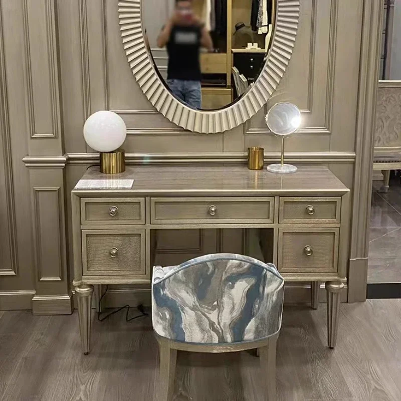 White Polished Stable Modern Dressing Table Strong Creative Contemporary Oak Storage Dressing Table Coiffeuse Bedroom Furniture