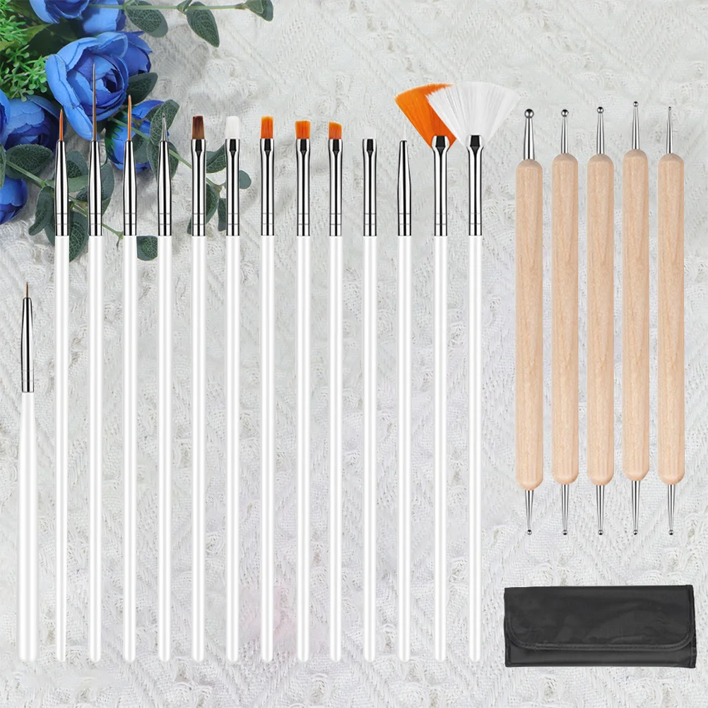 

1Set Nail Brush Tool Kit Professional Durable Lightweight Long Handle Nail Art Pens for Fine Painting Uv Gel Pen Drawing Line
