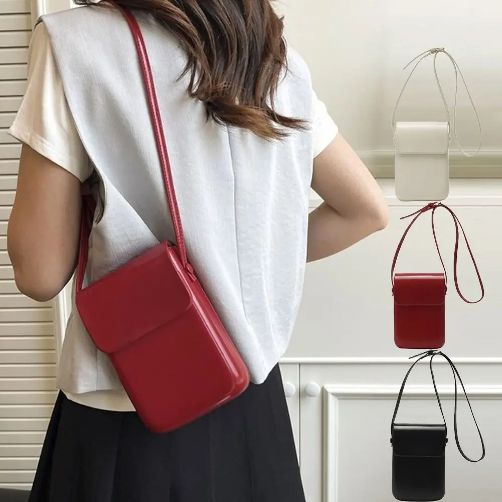 

Модная корейская сумка через плечо с клапаном, мини-сумка для телефона из искусственной кожи, квадратная, однотонная, для отдыха, женская сумка через плечо.