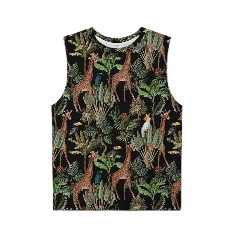 

Summer Jungle Giraffe 3D Printed Tank Top For Men Clothes Hawaiian Kids Vest Vintage Hip Hop Waistcoat Funny Animal Aloha Tops