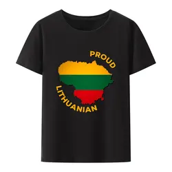 Proud Lithuanian Flag Modal Print Tee Classic Men Women Short-sleev Loose Breathable Graphic T Shirts Humor Fashion Camisetas