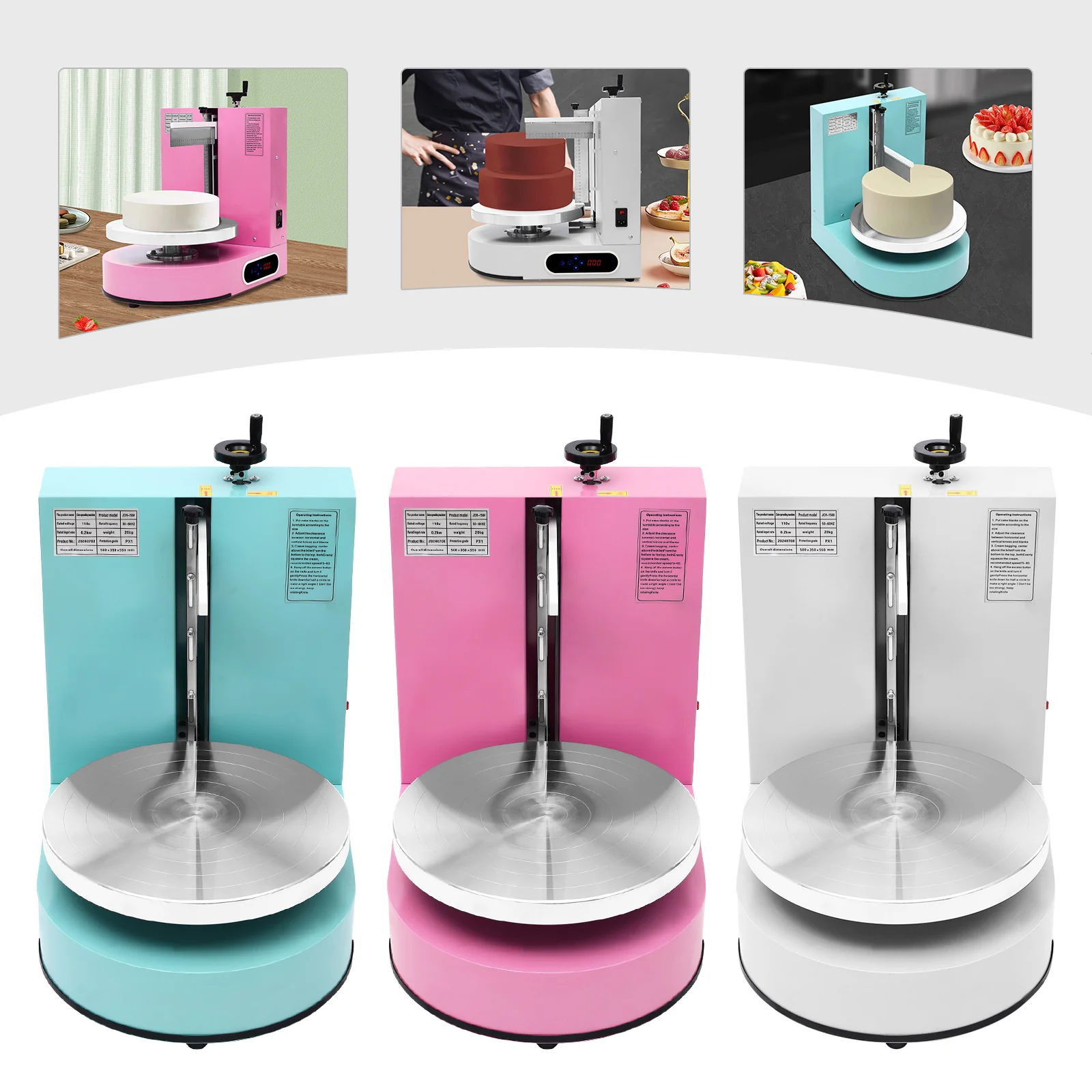 

Steel Cake Spreading Machine,110V Green/White/Pink Electric Cake Decorating Machine Applicable 4-12in for Home Kitchen