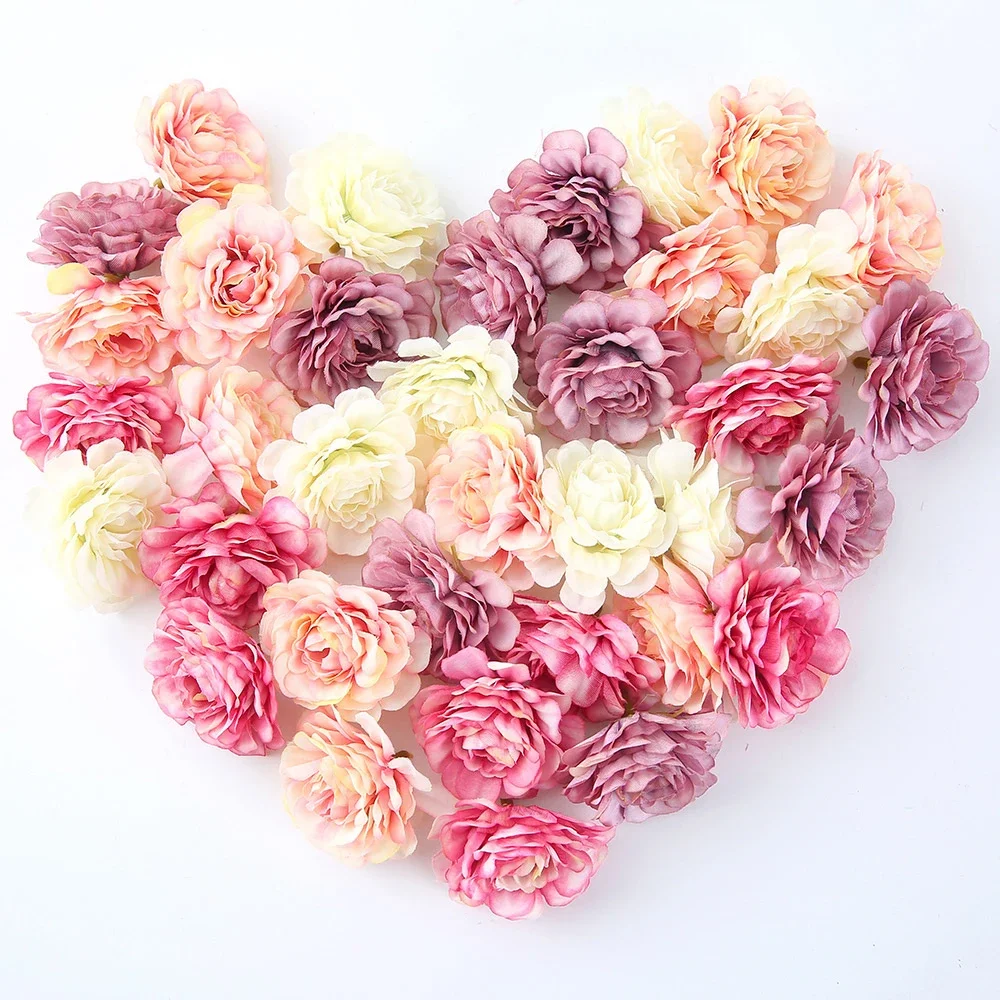 

10PCs Rose Artificial Flowers 4.5cm Flower Marriage Wedding Decoration Home Decor Garland Accessory