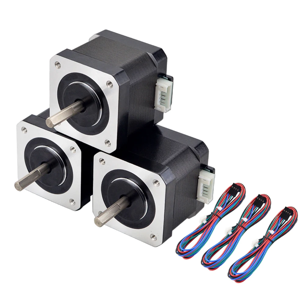 

STEPPERERONLINE 3PCS Nema 17 Stepper Motor 45Ncm 42motor 39mm 17hs4401 1.5A Step Motor 4-lead for CNC 3D Printer