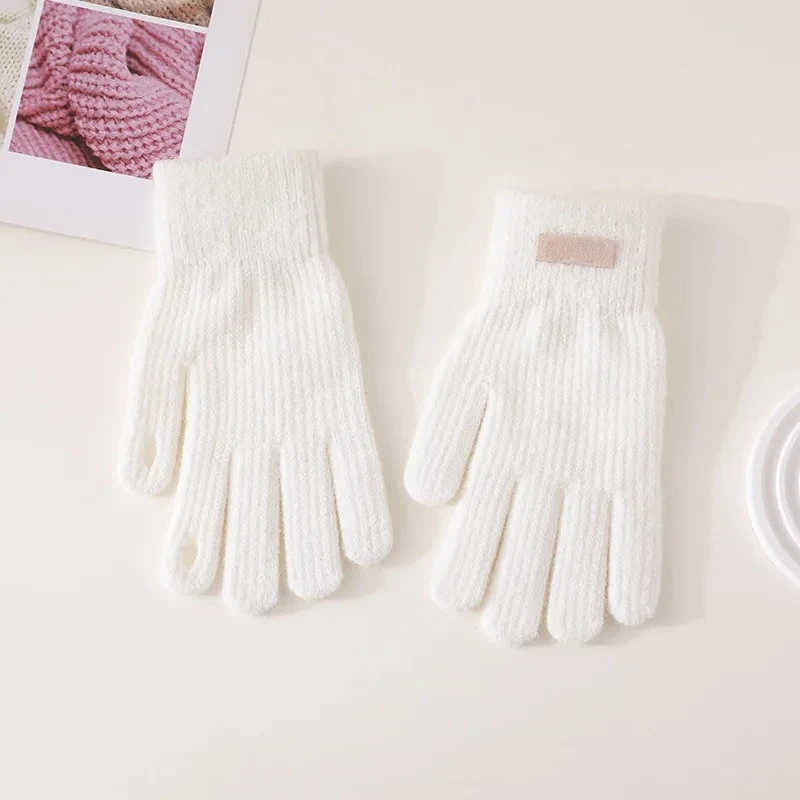 AA Gloves Autumn WinterTouch Screen Gloves Skiing Riding Work Full Finger Mittens Solid Color Warm Knitted Gloves Sport Cycling