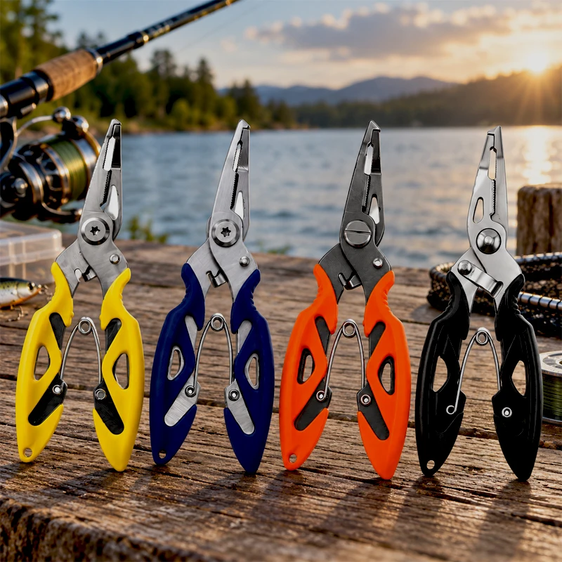 Stainless Steel Fishing Pliers Scissors Multifunction Fish Gripper Hook Remover Split Ring Opener Cut line Tie for All Anglers