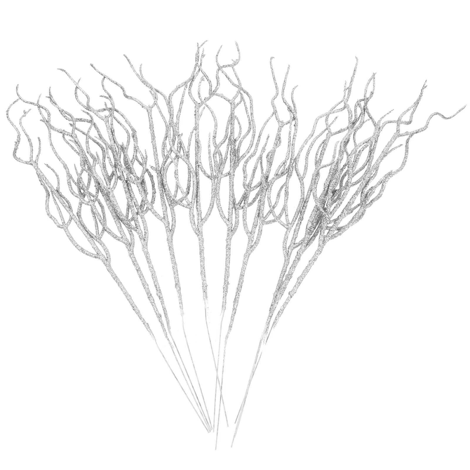 

10pcs Silver Christmas Decorations Simulated Plant Leaves Garland Sprigs Vase Filler Xmas Tree Party Wreath Gifts