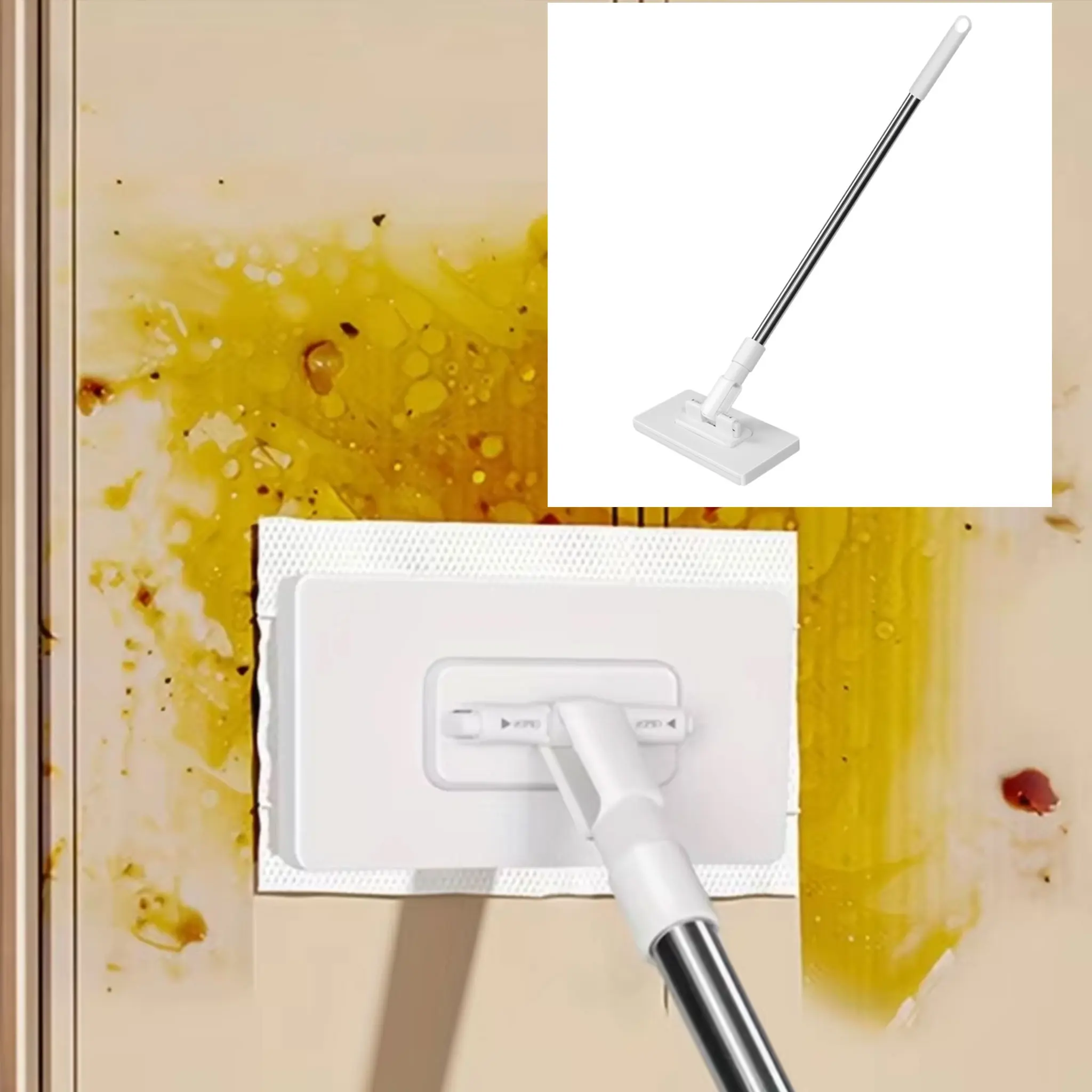 Flat Mop Compatible with Standard Cleaning Cloths for Kitchen, Bathroom, Floors, Windows, Home Without Cleaning Towel