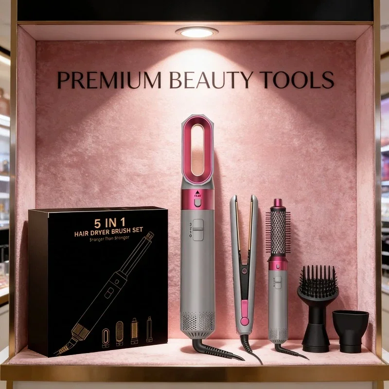 

New Hair Multi Styler 5 in1 Hair Dryer Curling Iron Hair Straightener Hair Brush For Daily Use