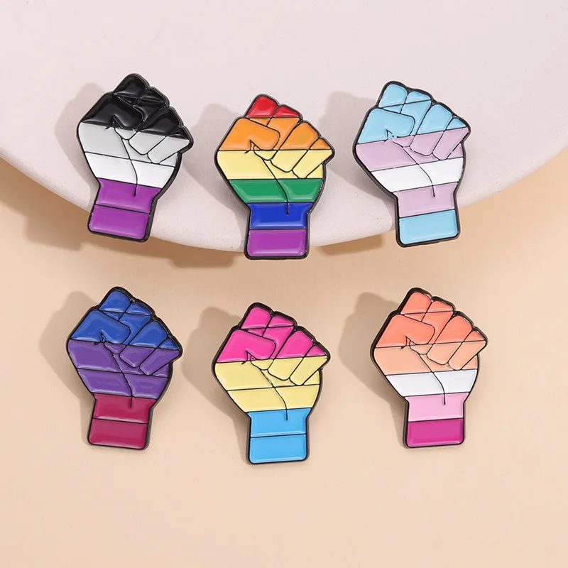 Rainbow Fist Enamel Pin Feminism Protest Resistance Brooch Lapel Clothes Backpack Badge Jewelry Decoration Women Unsix