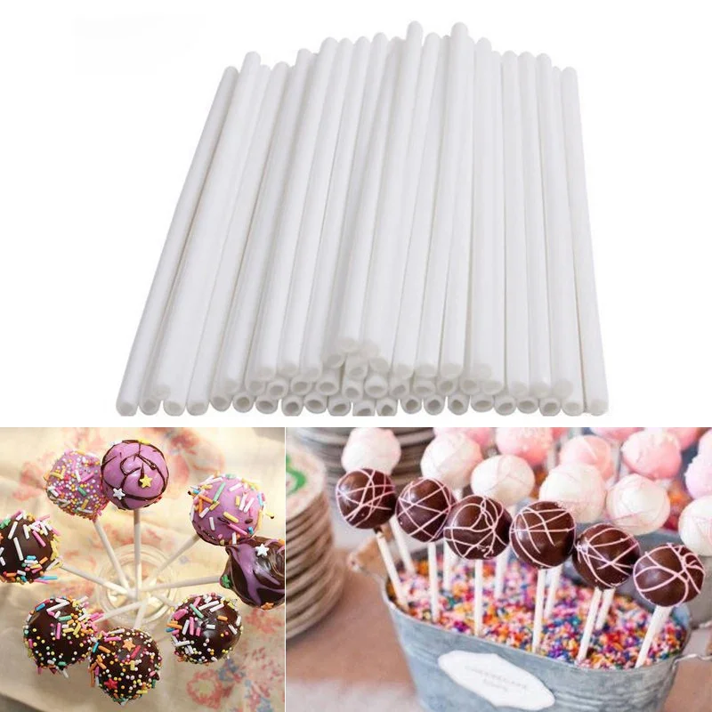 8/10/15cm 100pcs Plastic Lollipop Stick Pop Sucker Sticks Candy Chocolate Lollipop Mold Sticks Baking Tools