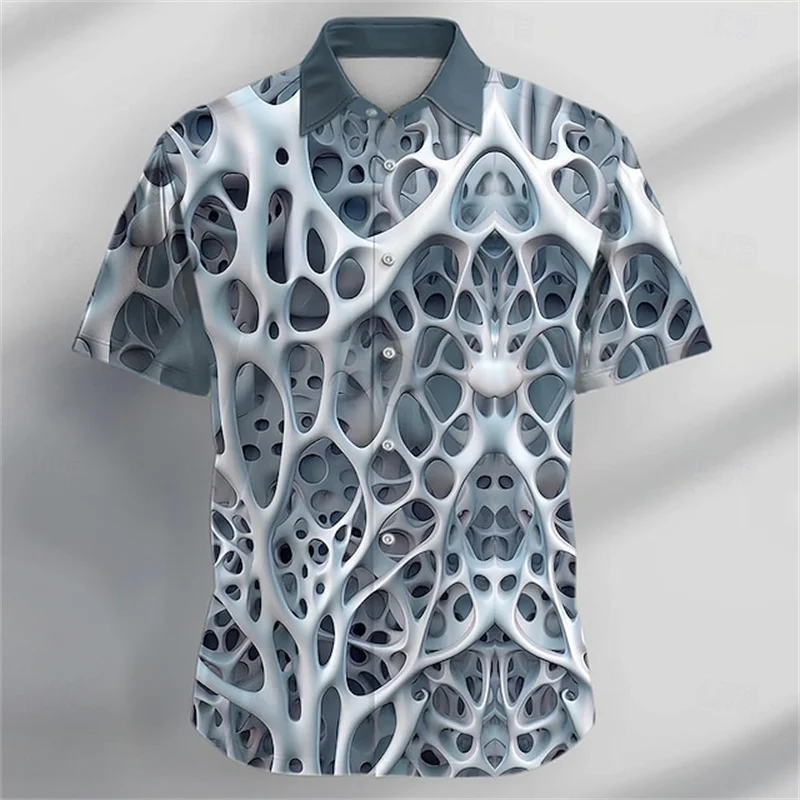 2024 Shirt Men's Fashion Premium Men's Shirt Hawaii Vacation Play 3D Printing Daily Street Mesh Short Sleeve Loose Comfortable