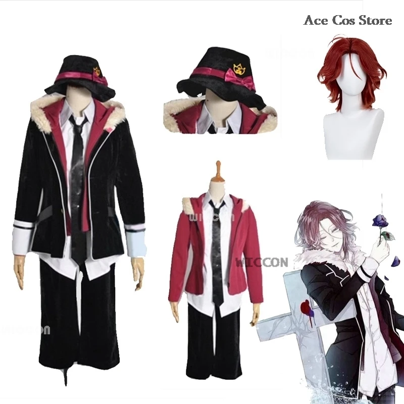 DIABOLIK LOVERS Cosplay Sakamaki Raito Costume Hat Halloween Fancy Carnaval Party Mens Suit Wig Anime Cosplay Outfit Custom made