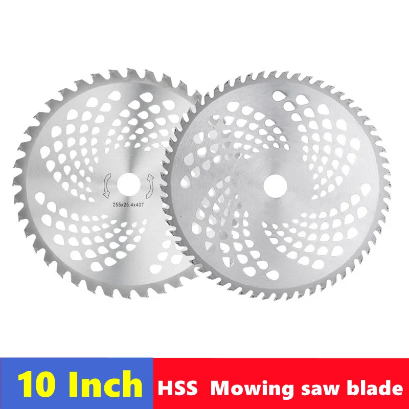 

255mm (10Inch) HSS lawn mower blade aperture 25.4mm, 40/60/80 tooth lawn mower cutting board accessories garden weeding blade