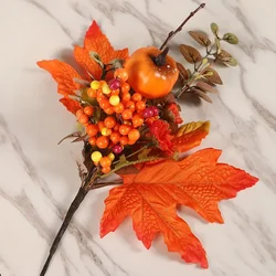 Artificial Maple Leaves Branch Fake Fall Leaves Stems Plants Outdoor Home Decor Outdoor Artificial Flower New Year 2025 Decor