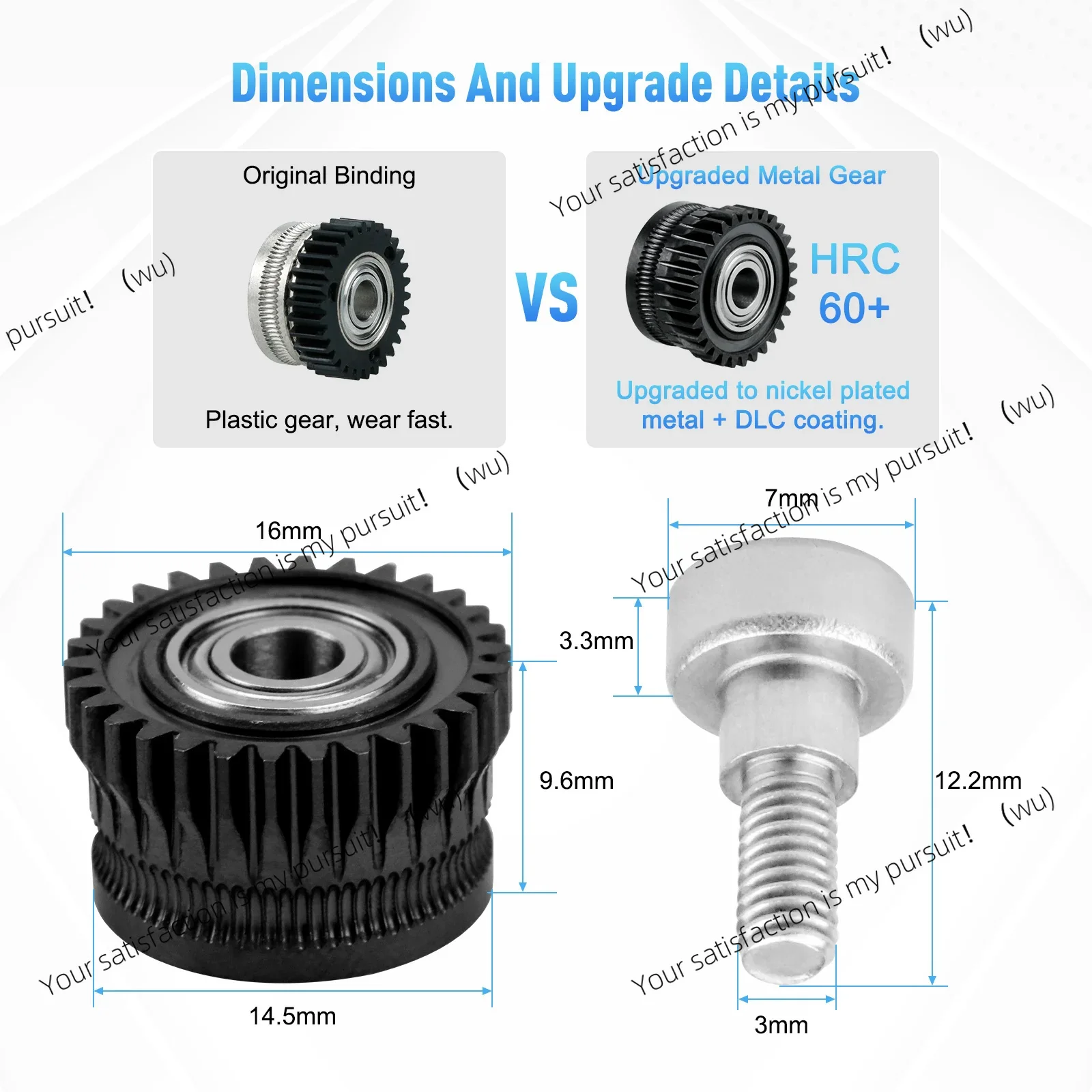 CR K1C Extruder K1 Gear All Metal Filament Drive Gear for Creality K1 Max Extruder Nickel Plated DLC Coating High Hardness Wear