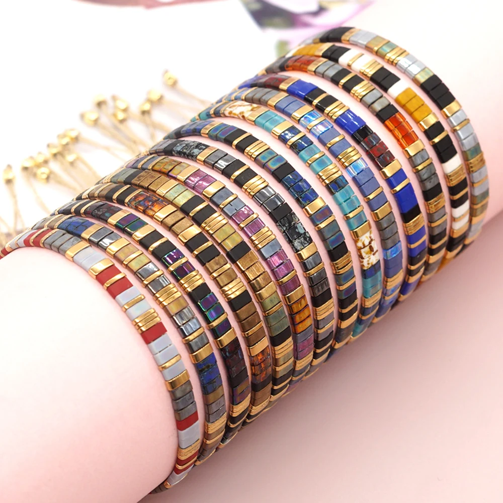 Bohemian Ethnic Bracelet for Women Tila Beads Handmade Colorful Beads Woven Adjustable Hot Jewelry Christmas Gifts For Friend