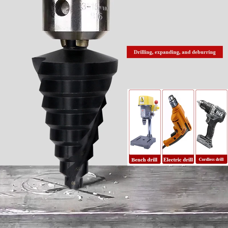 Triangular Handle Nitriding Spiral Groove Step Drill 10-45mm / Step Drill / Pagoda Drill Hole Expanding Drill / High-Speed Steel