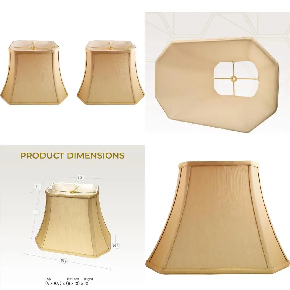 

Базовые абажуры с прямоугольным вырезом, 6,5 x 12 x 10 дюймов, отделка из античного золота, 2 шт., качество премиум-класса для домашнего освещения