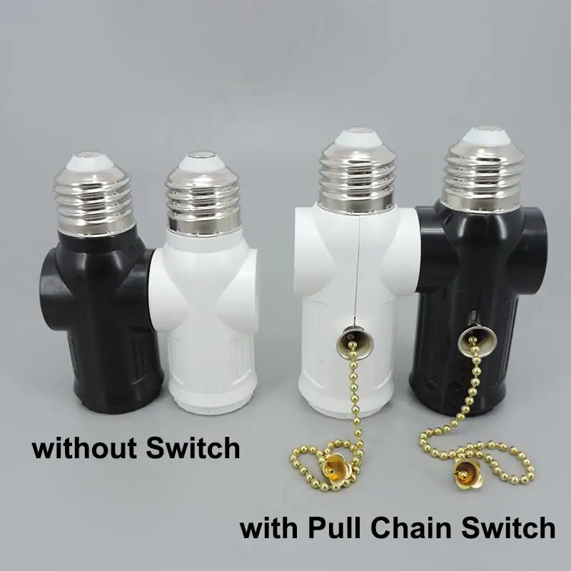 White Black US power plug to E27 E26 to US Bulb Adapter Lamp Holder Base Socket Light Pull Chain Switch America Conversion v