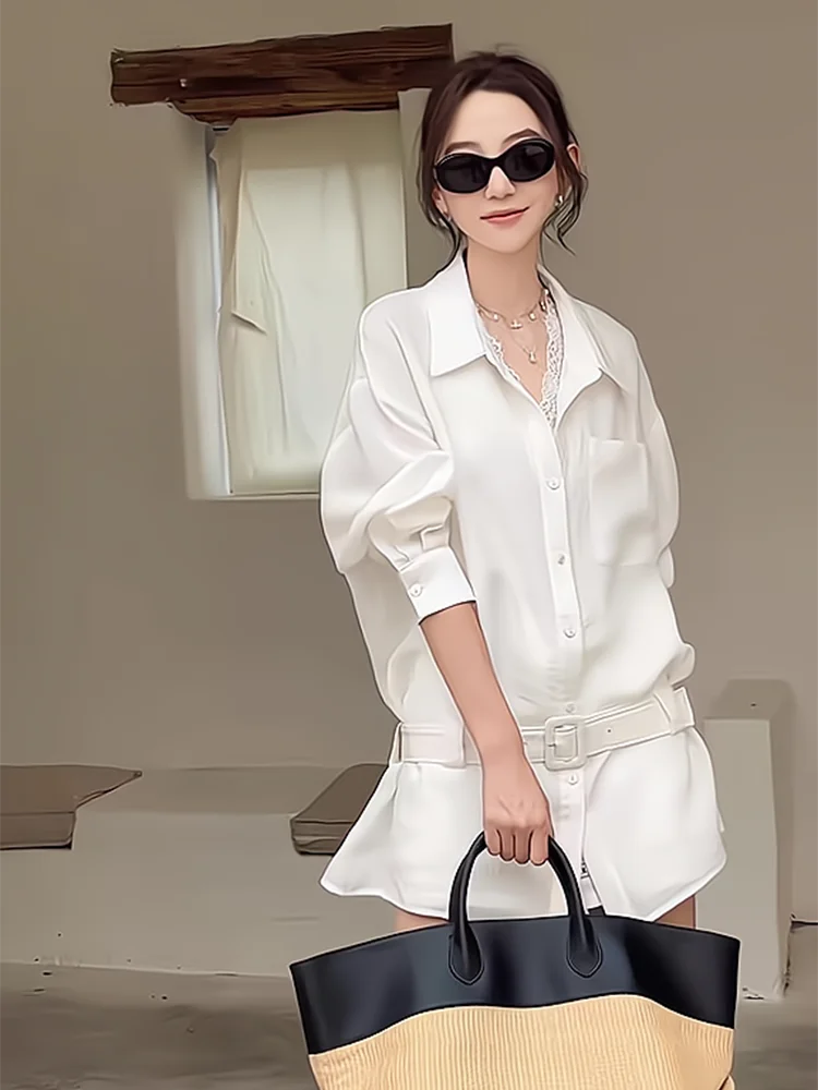 

Новая женская повседневная блузка с длинным рукавом в корейском стиле, белая, свободного кроя, универсальная, удобная, осенняя коллекция.