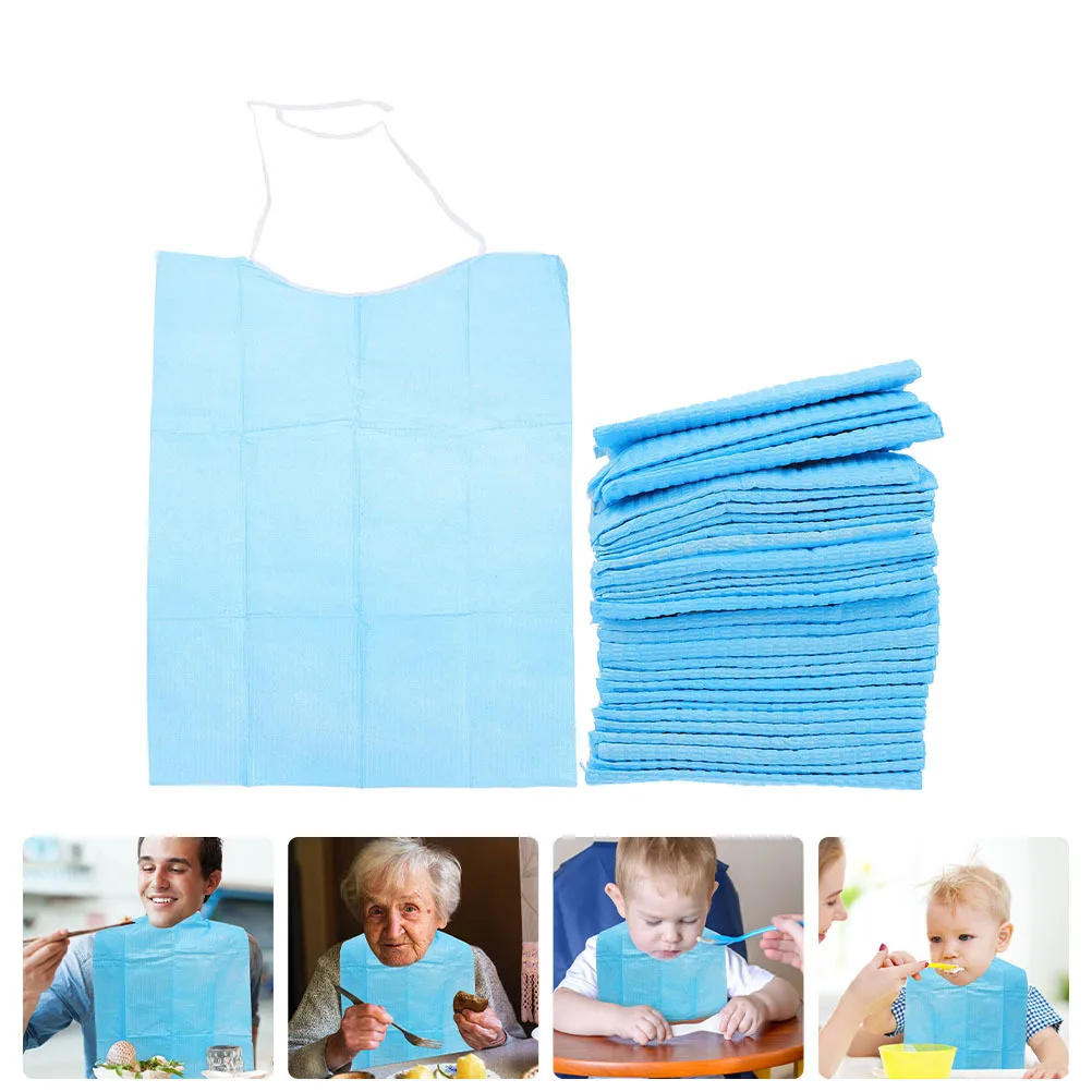 

60Pcs Lightweight Waterproof Dining Bib for The Aged Practical Anti-Oil Elders Bibs Disposable Bib Elders Bibs