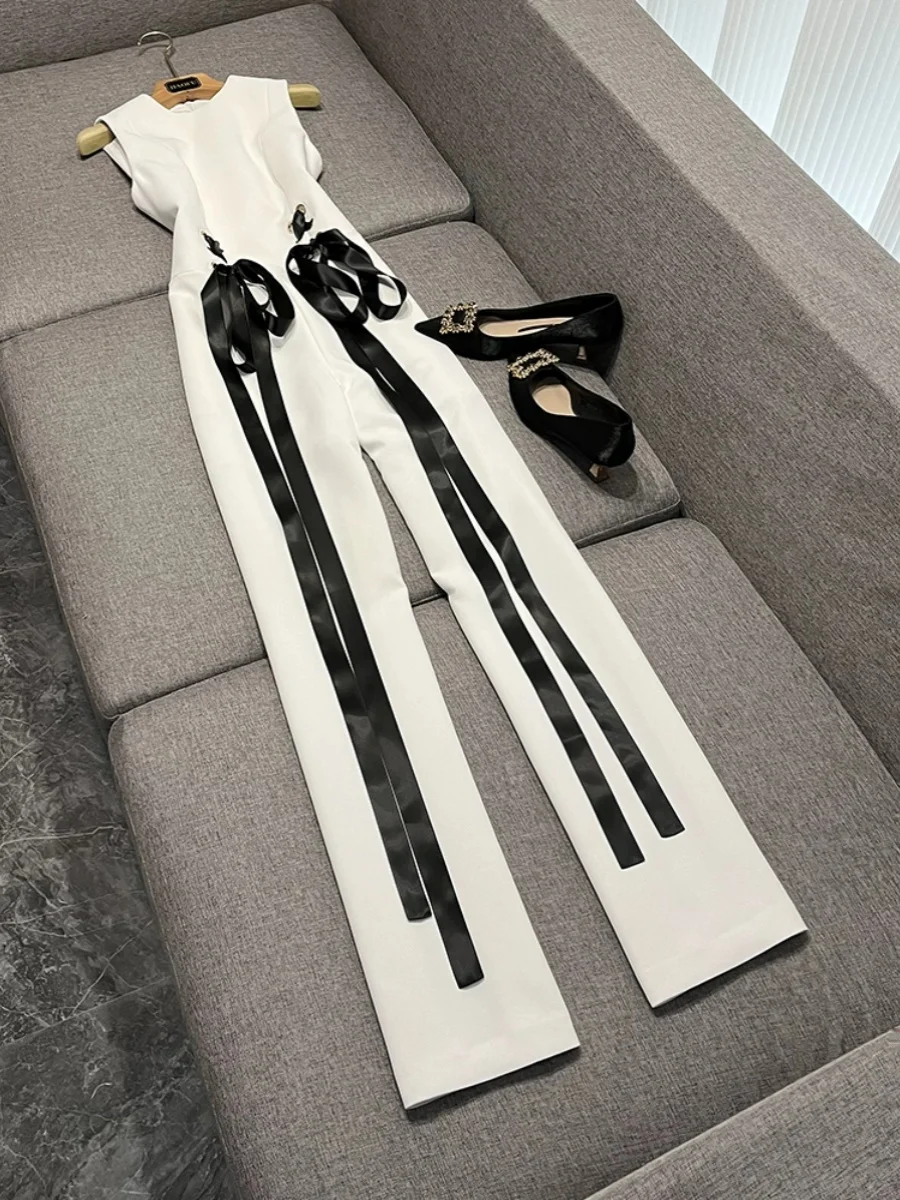 

Осенне-зимняя серия, широкие брюки с галстуком-бабочкой, базовый слой, брюки, модный дизайн с лентой, женские брюки