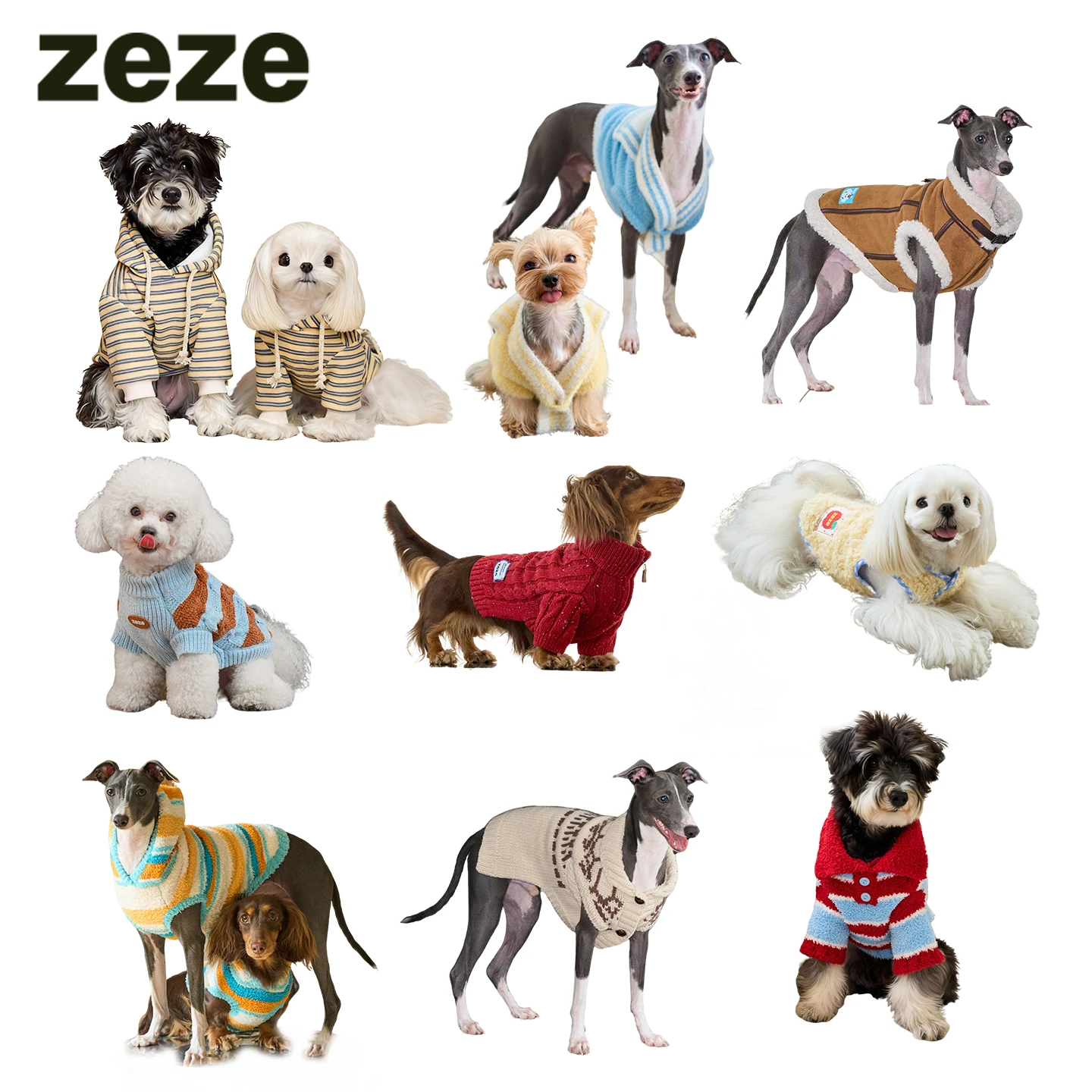 

Комплект свитеров для собак Zeze: теплая одежда для питомцев на осень-зиму для йорков, итальянских болонок, бишонов. Доступны различные дизайны. Модная одежда для собак.