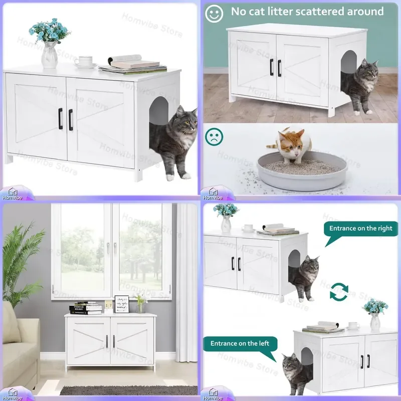 Modern Cat Cabinet Furniture Living Room Pet House Indoor Wooden Cat Cage Enclosure Large Kitty Condo Shelter Box Wholesale