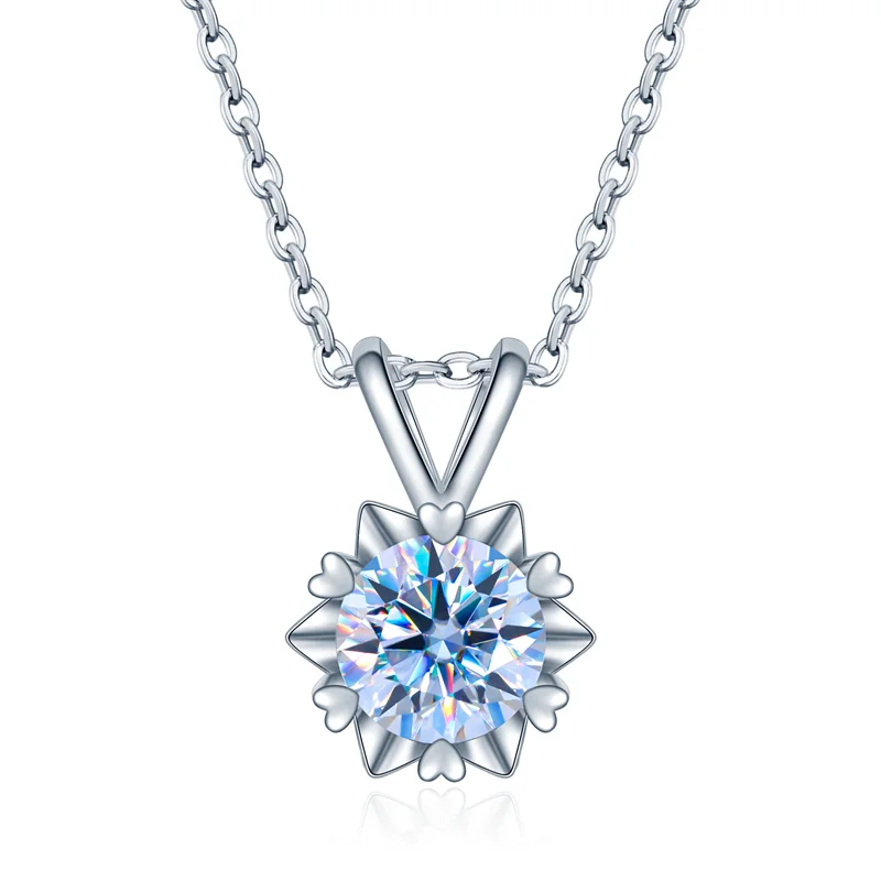 

Moissanite Diamonds With Certificate White Gold 18k Pawnable Snowflake Pendant Diamonds Necklace 925 Silver Original Italy Legit