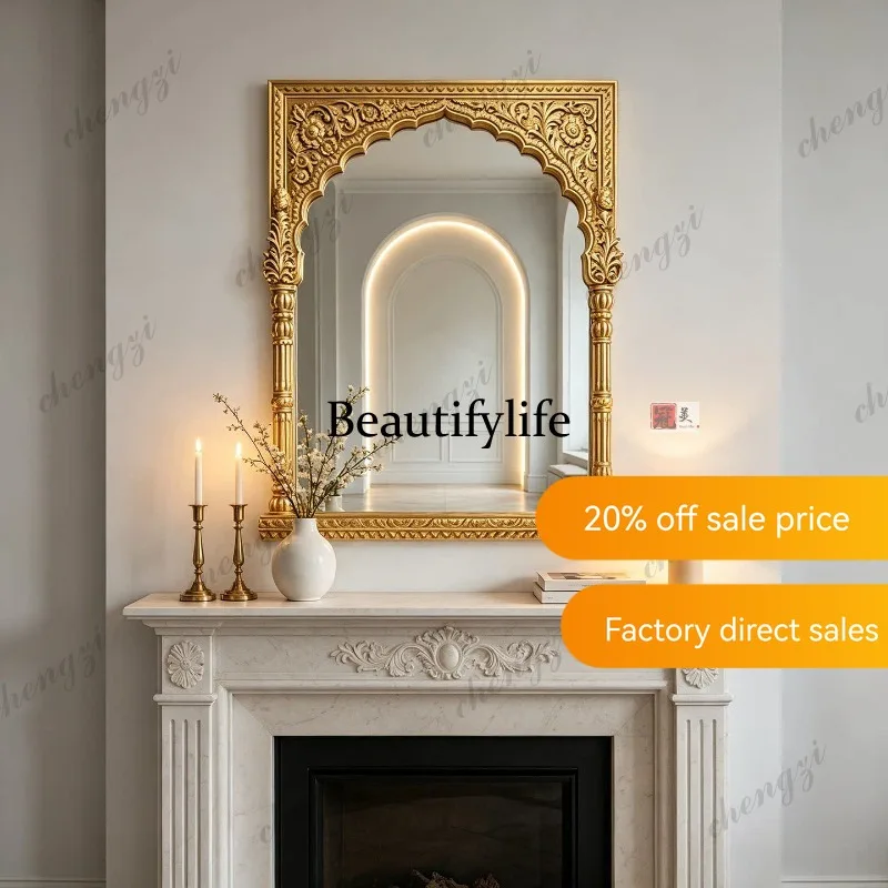 f178 M182 French retro carved living room decorative mirror wall-mounted entrance mirror sink makeup mirror